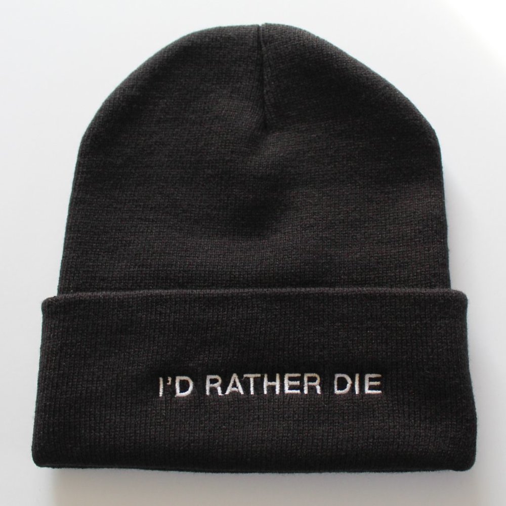 Nine Inch Nails Unisex Small "I'd Rather Die" Embroidered Beanie